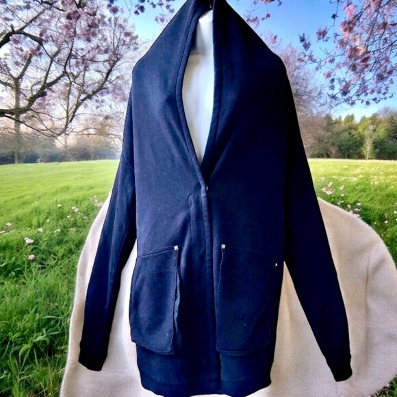 Wilfred Black Cocoon Cardigan Sweater Jacket Zip Comfy Cotton - Picture 3 of 12